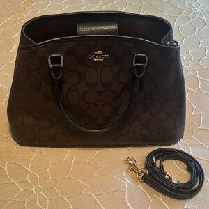 Coach Black and Brown Signature Tote Bag with Adjustable Crossbody Strap